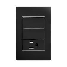 PLACA 1 CONTACTO Y 2 INTERRUPTORES 3 VIAS NEGRO APL-306