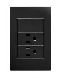 PLACA 2 CONTACTOS 1 APAGADOR 3 VIAS NEGRO APL-315
