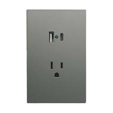 PLACA LUXURY 1 CONTACTO Y USB (A y C) 2.1A GRIS OXFORD APL-407