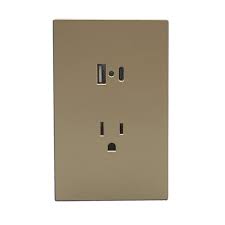 PLACA LUXURY 1 CONTACTO Y 2 USB (A y C) 2.1A DORADO APL-507