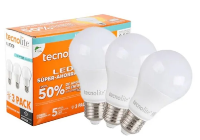 FOCO DE LEDS A-19 DE 8.5w. (3PACK) TECNOLITE LUZ DE DIA